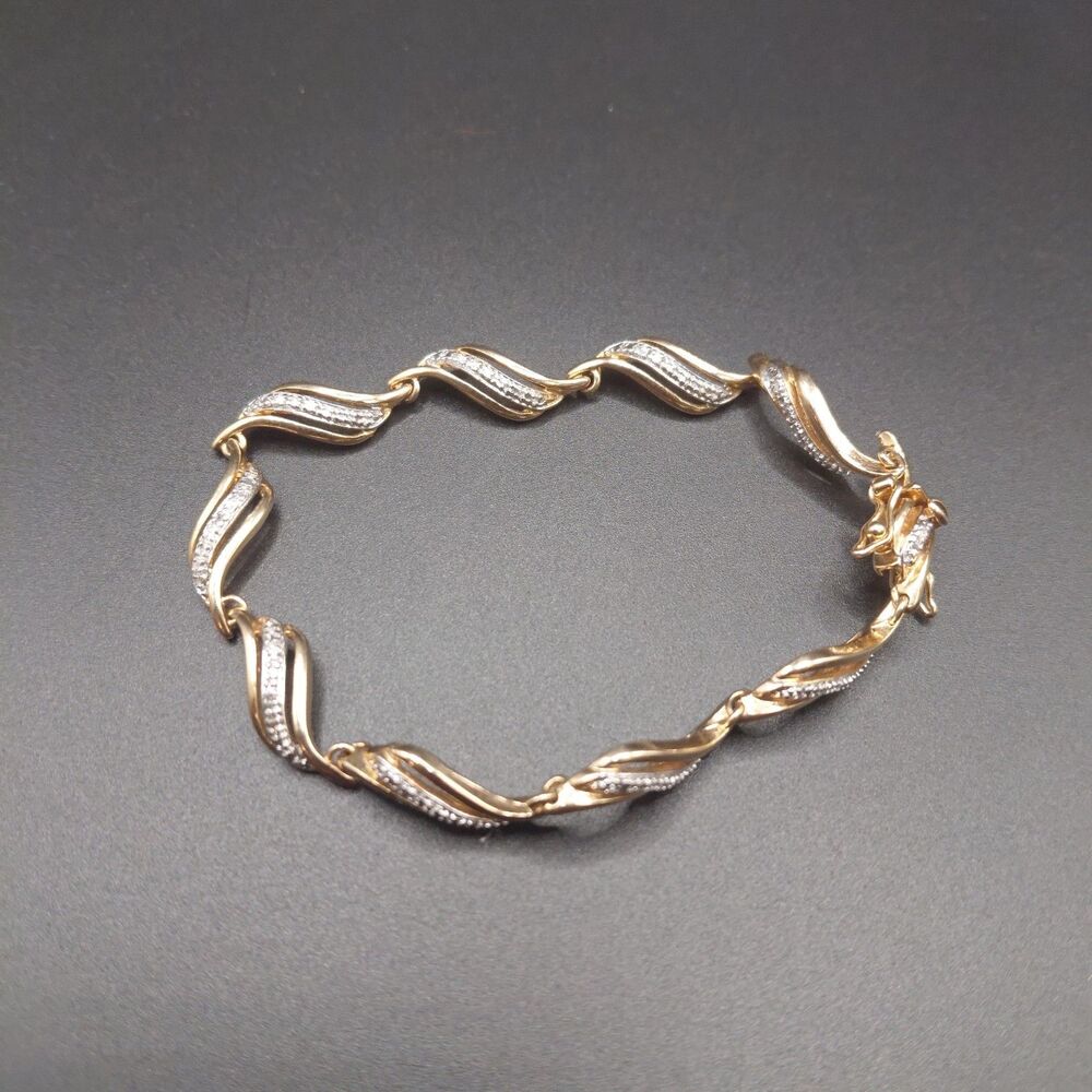 Signed PAJ BB Sterling Silver Tennis Bracelet With Diamond Accent 7"